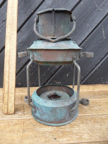 Vintage copper ships lamp - copper,