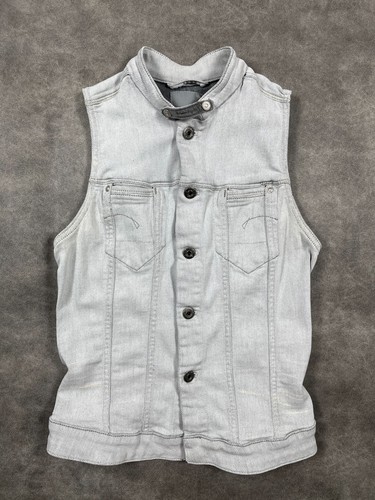 Star raw denim vest - denim, y2k