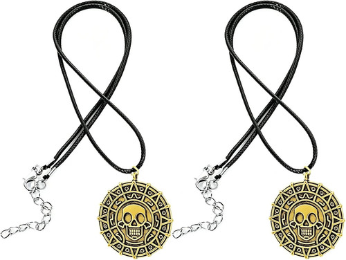 2pcs gold pirate necklace - pirate,