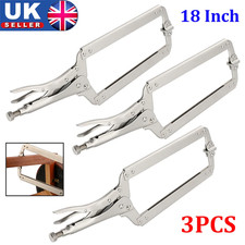 3PCS 18" Large 460mm Welding C Clamps Mole Vice Grip Locking Pliers Sheet Metal