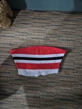 Primark Size 10 Red Stripe Boob Tube Bandeau Top Sleeveless (824/27)