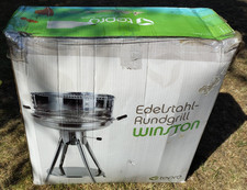 Tepro Winston Stainless Steel Round Grill Charcoal BBQ, Silver, & Bag Charcoal