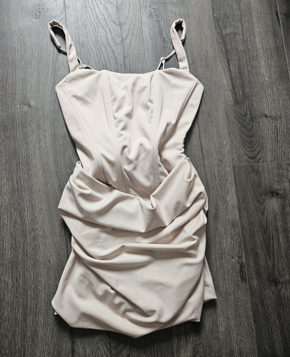 Beige ruched bodycon - beige,