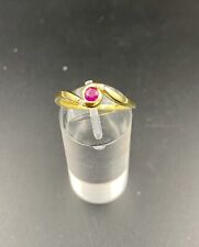 Ring 585/14k yellow gold ruby 2x diamond 0.02ct size: 58