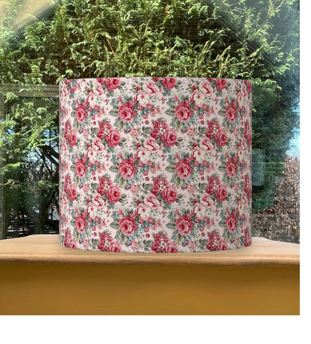 Pink rose floral fabric drum - pink,