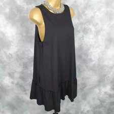 BANANA REPUBLIC Black Solid Stretch Sleeveless Flowy Shift Dress Size 12 PETITE