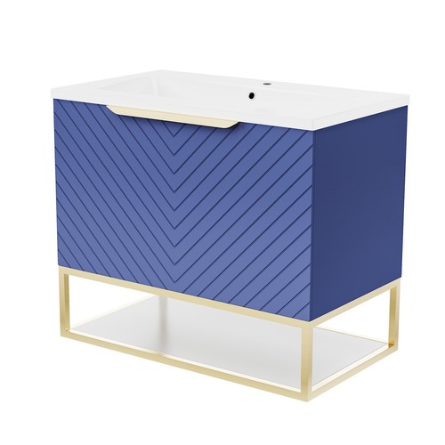 Blue 800mm wall - hung, drawers