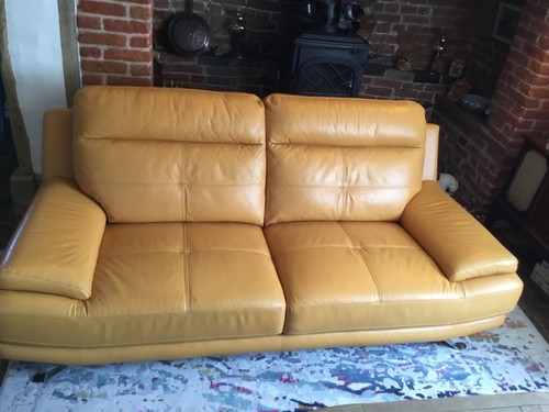 Mustard leather seater sofa - seater,