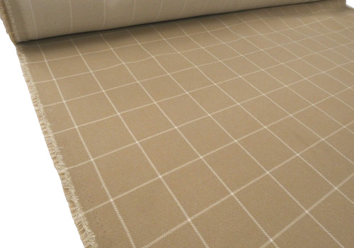 Natural beige checked wool - checked,