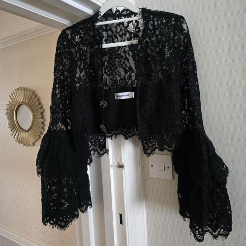 Self portrait black lace top - black,