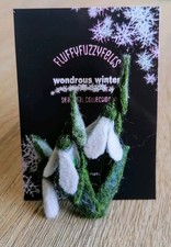Handmade Needle Felted Snowdrop Brooch, Wondrous Winter Collection 