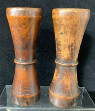 Vintage Wooden Candle Holders Rustic Antique Style Wooden Pair - #1001