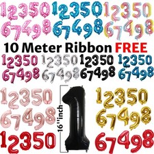 16'' NUMBERS FOIL BALLOONS Self Inflating Bunting BALONS Birthday Party DECOR UK