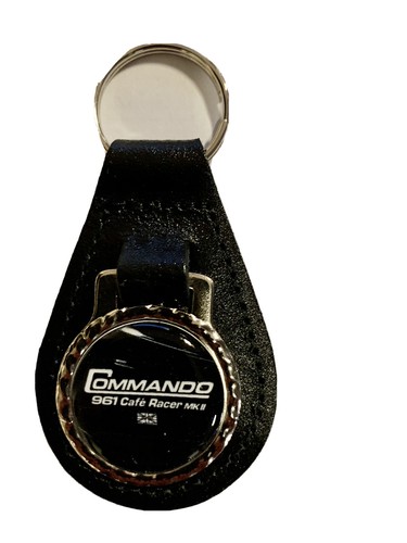 Black leather keyring fob - black,