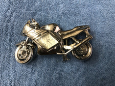 Silver Colour Motorbike Desk Ornament With Clock Insert - New Old Stock