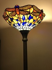 Stunning Freestanding Dragonfly Tiffany Style Standard Lamp. Excellent Condition