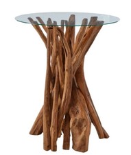 Root Wood Bar Table With Glass