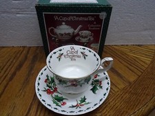 A Cup Of Christmas Tea Cup And Saucer Bone China Waldman House Tom Hegg CT101