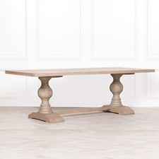 SECONDS French Style Pedestal Rectangular Rustic Wooden Large 240cm Dining Table