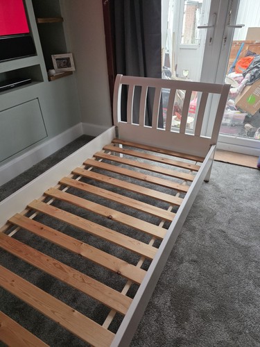 Wooden sleigh bed frame - bed, single