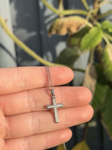 Silver cross pendant - silver, necklace