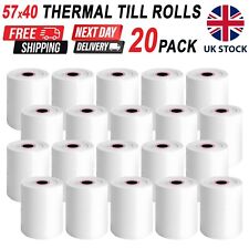 20 Thermal Rolls 57x40 Cash Credit Card Payment Machine Receipt Paper Till Roll