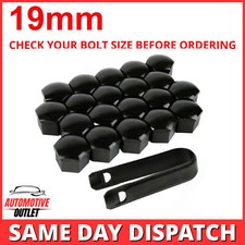 20PCS 19mm WHEEL NUT BOLT COVER CAPS, BLACK FOR VW BMW MERCEDES, UNIVERSAL ITEM