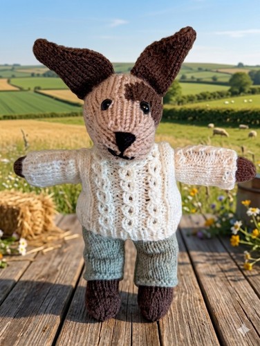 Hand knitted dog puppy - hand,