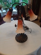 Bieye Tiffany Lily Blown Glass Accents light Orange Table Lamp