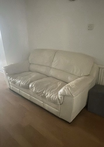 Cream leather upholstered - upholstered, 3