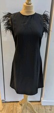 BNWT Coast Black Mini Dress Size 12 Feather Party Christmas