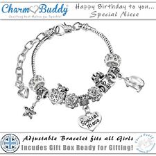 Special Niece Birthday Charm Bracelet and Gift Box Girls Jewellery Gifts UK