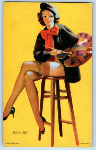 Risque postcard mutoscope pin - postcard,