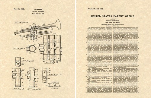 1st selmer trumpet patent - selmer,