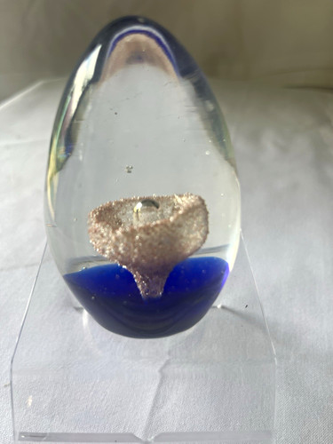 Clear blue glass paperweight - clear,