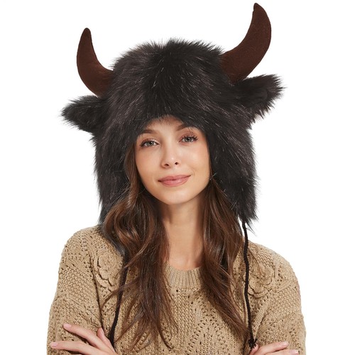 Bison hat plush earflap - bison,