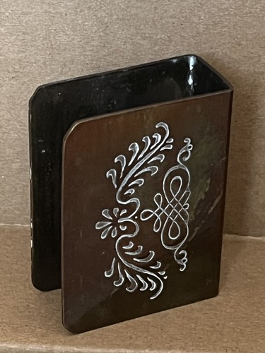 Vintage brass metal matchbox - vintage,