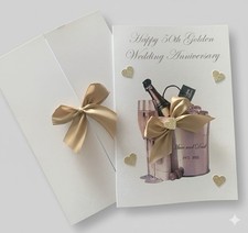 Personalised 50th Anniversary Card Handmade Golden Wedding Card Husband & Wife
