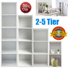 Cube 2 3 4 5 Tier Wooden Bookcase Shelf Shelving Display Storage Wood Unit Stand