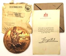 A World War WW1 death plaque Yorkshire Green Howards VGC rare envelope + letter 