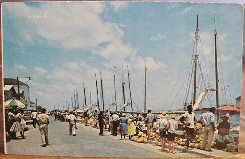 Caribbean postcard market day - market,