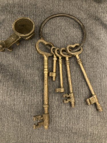 Vintage brass ornamental keys - vintage,