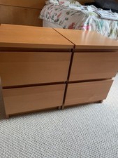 A Pair of  Ikea Malm chest of 2 drawer bedside cabinets 