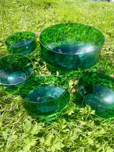 Set five glass - five, green