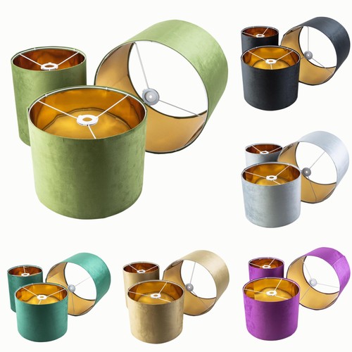 Olive green velvet lamp shades - olive,
