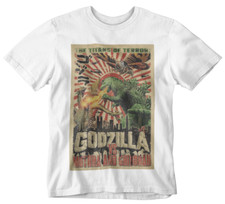 GODZILLA POSTER T-SHIRT MOVIE RETRO MANGA JAPAN MONSTER ASIAN HORROR TEE