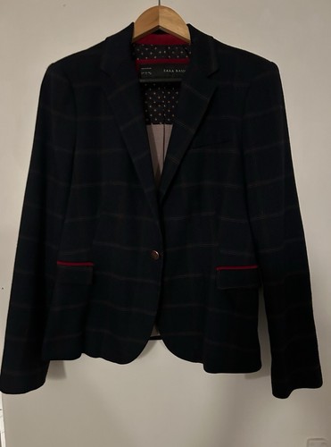 Zara blue checked jacket - zara, size