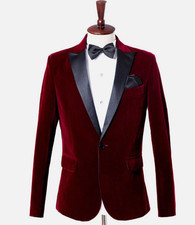 Men Velvet Peak Lapel Suit