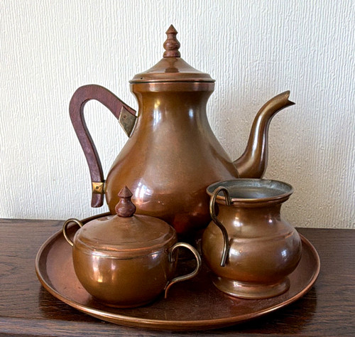 Vintage copper tea set - vintage,