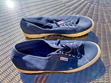 Superga Canvas Pumps UK 11 Blue White Lace Up Plimsoles Tennis Shoes Daps